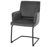 Chaise Cantilever HWC-N60, Chaise de Salle à Manger Chaise de Cuisine, Tissu/Textile Oeko-Tex - Gris foncé