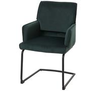 Chaise Cantilever HWC-N60, Chaise de Salle à Manger, Chaise de Cuisine, Tissu/Textile Oeko-Tex - Vert