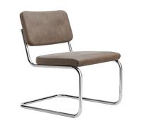 Chaise cantilever Lounge S 32 PVL cuir yarn 448 Orange brown/without gliders