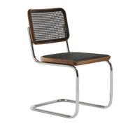 Chaise cantilever S 32 V avec clayonnage Dark Melange structure chromée wood part with natural wood varnish