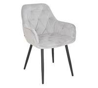 Chaise capitonnée en velours gris clair et pieds en métal - STERN 2 Meubletmoi