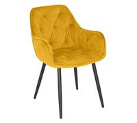 Chaise capitonnée en velours jaune et pieds en métal noir - STERN 2 Meubletmoi