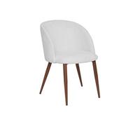 Chaise Céleste bouclette ivoire pieds métal effet noyer