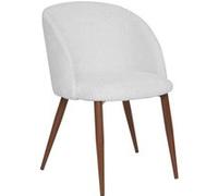 Chaise Céleste bouclette ivoire pieds métal effet noyer