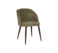 Chaise Céleste bouclette kaki pieds métal effet noyer
