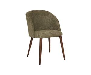 Chaise Céleste bouclette kaki pieds métal effet noyer
