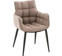 CLP Chaise salle à manger Tirana tissu, accoudoirs, matelassée, 200 kg — Marron Terre/cadre noir