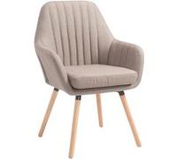 CLP Chaise Florian – salle à manger, tissu, siège rembourré, accoudoirs, Taupe, cadre Natura