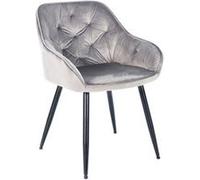 Chaise de Salle à Manger - CLP - Cassis - Velours - Gris clair - Avec Accoudoirs