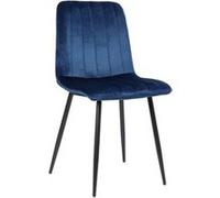 CLP Chaise de salle à manger Dijon – assise matelassée, pieds en métal, Velours Bleu, charge 150 kg