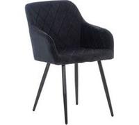 CLP Chaise de salle à manger Shila – rétro avec accoudoirs, piètement en métal noir – velours noir
