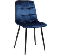 CLP Chaise de salle à manger Tilde – Piètement métal noir, Velours bleu, H.88 cm