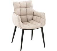 CLP Chaise Tirana – tissu, accoudoirs, assise matelassée, 200 kg – Ivoire/cadre noir