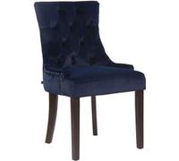 CLP Chaise de salle à manger Aberdeen en Velours avec Piètement en bois d'hévéa , Bleu/Antique bleu G