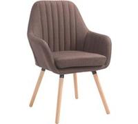 CLP Chaise De Salle A Manger Florian en Tissu I Siège Rembourrés I Chaise Visiteur avec Design Retro Et Accoudoirs Pieds en Bois, Couleur:Marron, Couleur du Cadre:Natura
