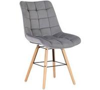 CLP Chaise De Salle A Manger Leni en Velours I Surface D'assise Matelassée I Pieds en Bois, Couleur:Gris