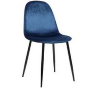 CLP Chaise salle à manger Napier – Rembourrée, dossier & structure métallique, velours bleu, 150 kg