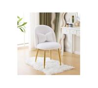 Chaise Coiffeuse,Chaise de Repas en Velours, Pour Cuisine, Salle à Manger,Siège Rembourré,coussin à ruban,Blanc