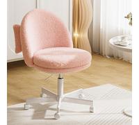 Chaise COMHOMA Homeoffice, chaise de maquillage, chaise de bureau sans accoudoirs, chaise pivotante, chaise de bureau confortable sur roulettes, hauteur réglable Flausch rose