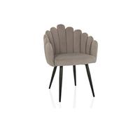 Chaise coque / chaise rembourrée SCALLORE forme coquillage tissu gris