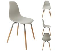 The Home Deco Factory Chaise scandinave Phenix polypropylène pieds métal et bois de hêtre Gris