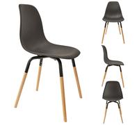 Home Deco Factory Chaise coque Greta en polypropylène – noir, pieds bois brut