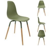 The Home Deco Factory – Chaise scandinave Phenix – Coque polypropylène, pieds bois brut – Vert