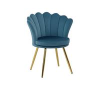 HOMCOM Fauteuil Coquillage Chaise Coiffeuse Fauteuil en Velours avec Pieds en métal doré pour Salon Chambre et Salle à Manger 67l x 64P x 77H cm Bleu