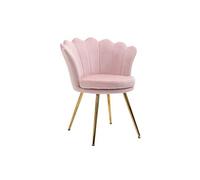 HomCom Fauteuil Chaise coquillage – Velours, pieds métal dorés effilés, 67×64×77 cm – Rose poudré