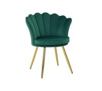 HomCom Fauteuil Coquillage – velours, pieds en métal doré, 67L x 64P x 77H cm – Vert
