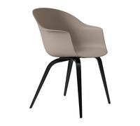 Gubi Chaise coquille avec structure hêtre noir Bat new beige lxHxP 56x85x61cm/patins en plastique