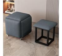 Chaise cube avec roulettes pivotantes - Tabouret empilable pour chambre à coucher, salon et bureau - Repose-pieds gigognes - Gris foncé - 35 x 35 cm