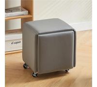 Chaise cube empilable 5 en 1 avec roulettes - Repose-pieds polyvalents pour salon et salle à manger - Solution de canapé multi-scénario gris