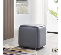 Chaise cube gigogne - Tabouret empilable 5 en 1, repose-pieds imitation PU avec roulettes pour salon et salle à manger
