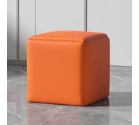 Chaise Cube Ottomane Gigogne 5 en 1, Tabourets Empilables, Banc Ottoman Carré en Similicuir, Tabourets Empilables, Repose-Pieds avec roulettes Pivotantes pour Salon, Salle à Ma, Orange, 35CM/13.8INCH