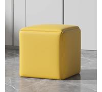 Chaise Cube Ottomane Gigogne 5 en 1, Tabourets Empilables, Banc Ottoman Carré en Similicuir, Tabourets Empilables, Repose-Pieds avec roulettes Pivotantes pour Salon, Salle à Ma, Yellow, 35CM/13.8INCH