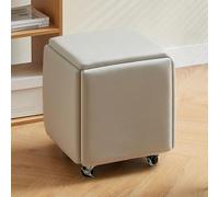 Chaise Cubique Ottomane Gigogne 5 en 1, Tabourets Empilables, Banc Ottoman Carré en Cuir, Repose-Pieds avec Roues pour Salon De Chambre, Salle à Manger, Ensemble De 5 Poufs, One Color, Light Gray A