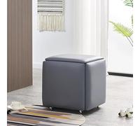 Chaise Cubique Ottomane Gigogne 5 en 1, Tabourets Empilables, Petits Tabourets De Repose-Pieds Carrés en Faux PU, Repose-Pieds avec Roues pour Le Salon, Salle à Manger, H, 45 * 45 * 45CM