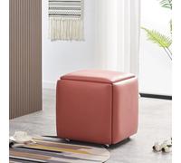 Chaise Cubique Ottomane Gigogne 5 en 1, Tabourets Empilables, Petits Tabourets De Repose-Pieds Carrés en Faux PU, Repose-Pieds avec Roues pour Le Salon, Salle à Manger, D, 35 * 35 * 35CM