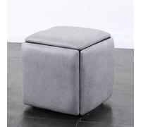 Chaise Cubique Ottomane Gigogne, Tabouret De Chaise De Canapé Empilable 5 en 1, Banc Ottoman Carré Repose-Pieds Mobile Fauteuil De Toilette avec Pivot, pour Salon, Salle à Manger, Grey
