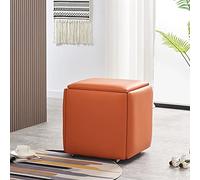 Chaise cubique Pouf gigogne 5 en 1, tabourets empilables, Petits tabourets Repose-Pieds carrés en Faux PU, Repose-Pieds avec roulettes pour Salon, Salle à Manger,B,45 * 45 * 45CM
