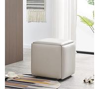 Chaise cubique Pouf gigogne 5 en 1, tabourets empilables, Petits tabourets Repose-Pieds carrés en Faux PU, Repose-Pieds avec roulettes pour Salon, Salle à Manger,I,45 * 45 * 45CM