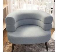 Chaise D’appoint Moderne Blanche avec Tissu Sherpa, Dossier Incurvé, Canapé Paresseux Câlin pour Salon, Chambre à Coucher, Salon, Bureau - Canapé De Lecture Confortable, Blue