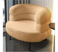Chaise D’appoint Moderne Blanche avec Tissu Sherpa, Dossier Incurvé, Canapé Paresseux Câlin pour Salon, Chambre à Coucher, Salon, Bureau - Canapé De Lecture Confortable, Khaki