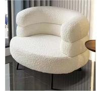 Chaise D’appoint Moderne Blanche avec Tissu Sherpa, Dossier Incurvé, Canapé Paresseux Câlin pour Salon, Chambre à Coucher, Salon, Bureau - Canapé De Lecture Confortable, Beige White