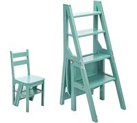 Chaise D’échelle en Bois Pliante Convertible 4 Niveaux Échelle Pliante Escabeau Stand D’Affichage pour Tabouret De Maison Et étagère De Rangement, C, 90 * 35 * 45CM