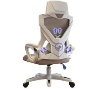 Chaise D’Ordinateur Ergonomique Dossier Confortable Longues PéRiodes Assis Chaise De Gaming Inclinable Chaise De Bureau Pivotante Confortable (Cadre Blanc Grille Grise sans Repose-Pieds)