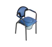 Chaise d'aisance - GIMA - Confort - Bleu - Assise rembourrée percée - Cuvette escamotable