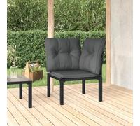 Chaise d'angle de jardin en résine tressée noir/gris avec coussins confortables - Meuble extérieur élégant et résistant aux intempéries pour terrasse et balcon Cadre en acier robuste - max 110 kg