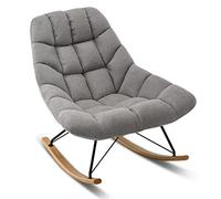 Chaise d'appoint à bascule capitonnée capitonnée à bascule pour chambre d'enfant, fauteuil moderne, chaise d'appoint confortable avec dossier haut pour salon, chambre, bureau (couleur : gris-2, taille